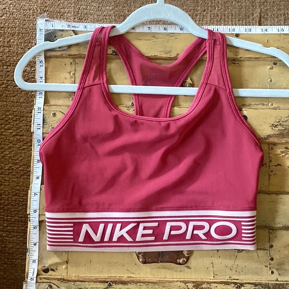 NIKE PRO STRETCH OXBLOOD RED LONGLINE SPORTS BRA TOP CROP TOP - Picture 2 of 7